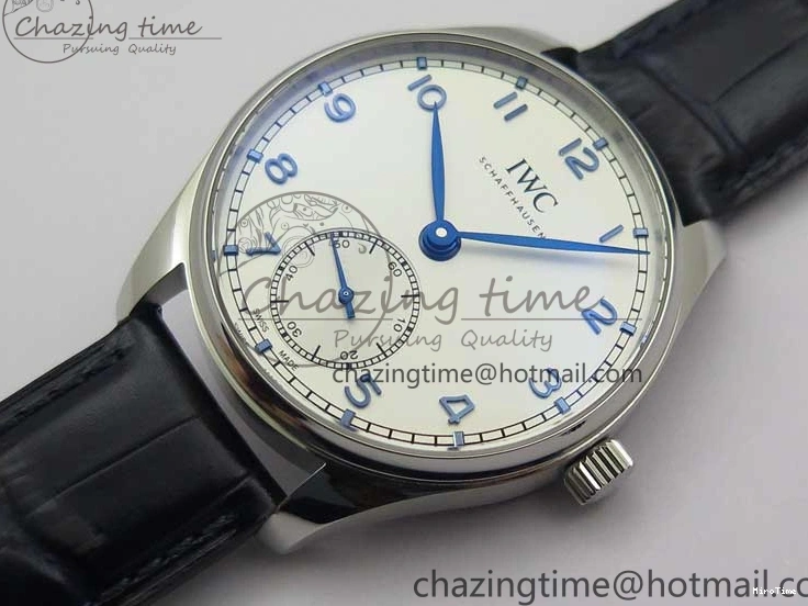 MIROTIME 0409 Packable Portuguese IW358304 ZF 1:1 Best Edition SS White Dial Blue Markers on Leather Strap A 7079